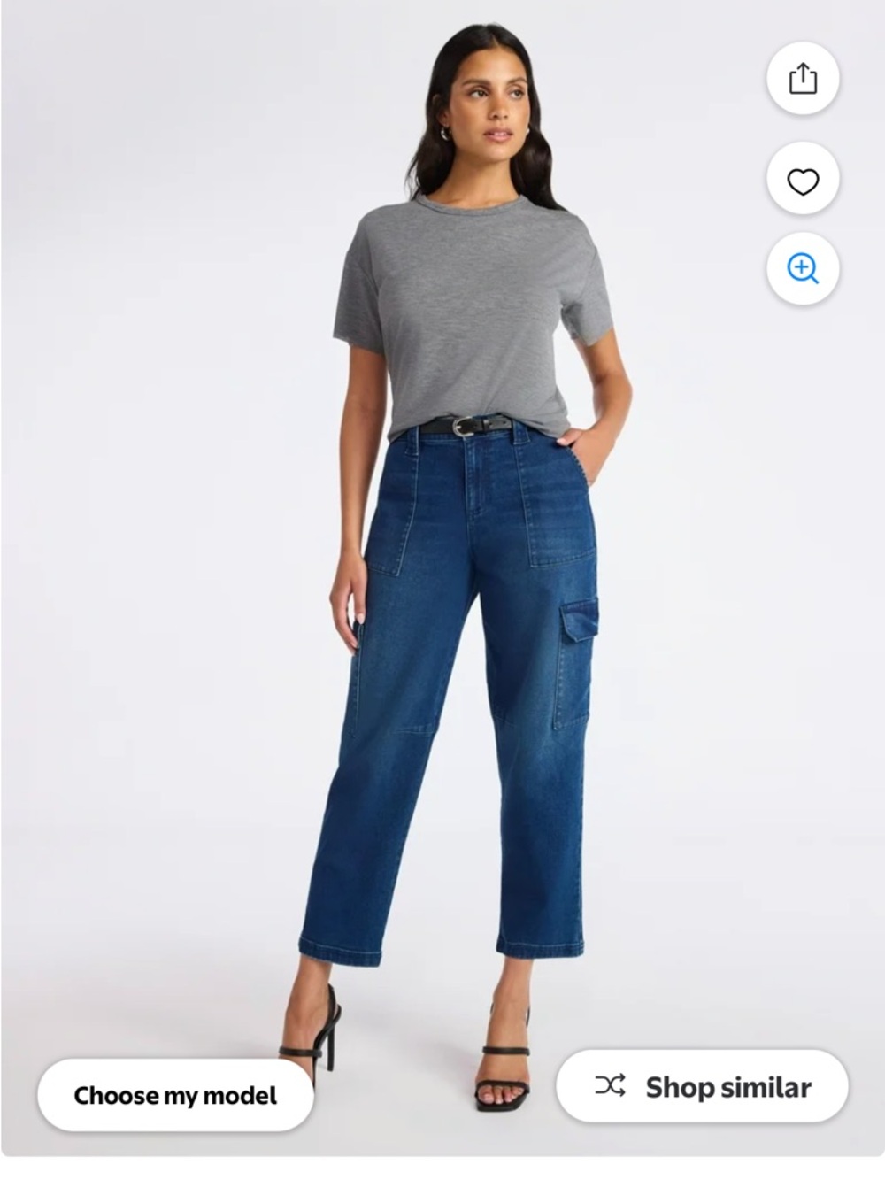 Sofia by Sofia Vergara dark wash high rise cargo barrel ankle jeans size 2